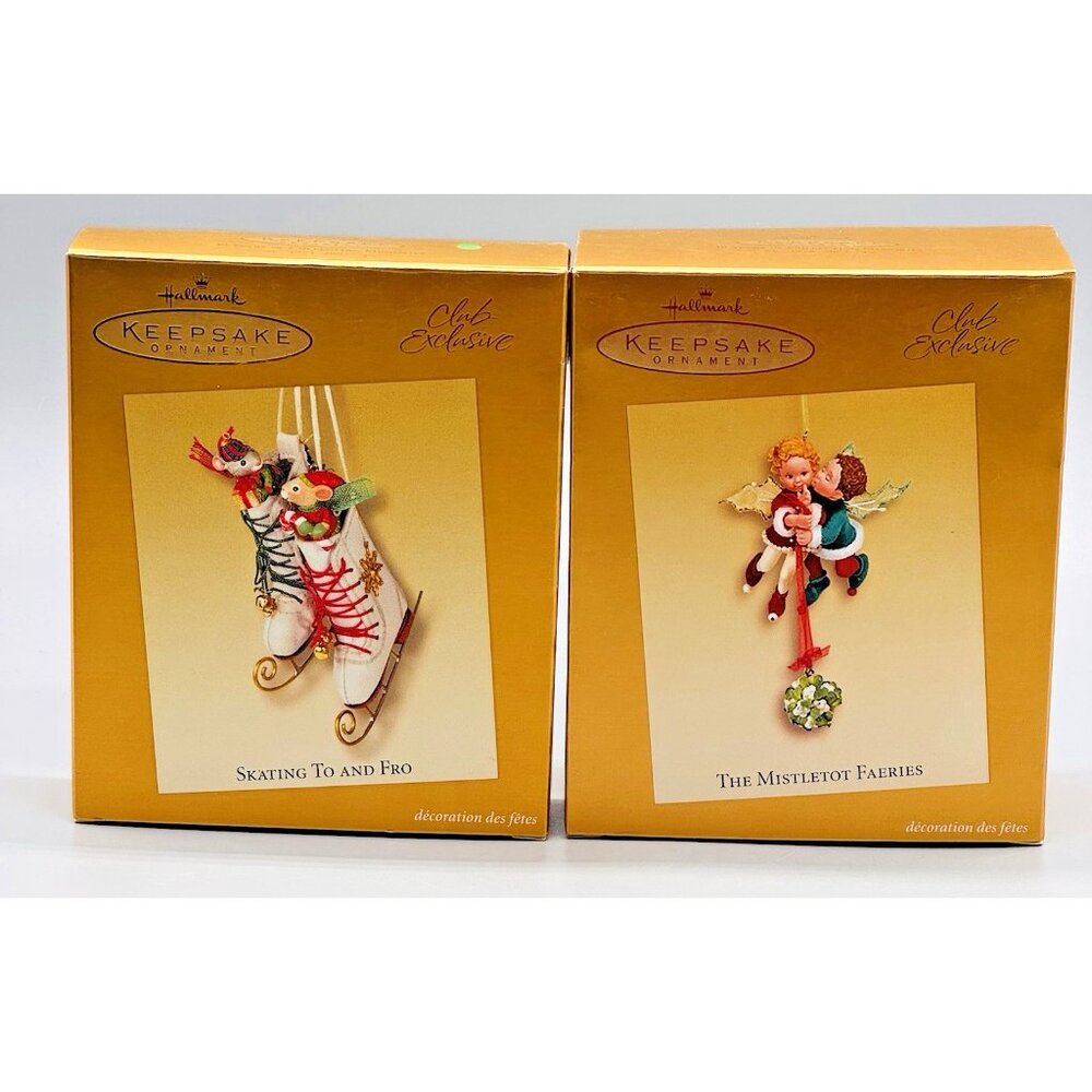 Hallmark Keepsake Club Exclusive Mistletot Faeries Skating To‎ and Fro Lot of 2